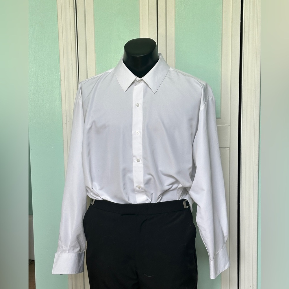 White Microfiber Tuxedo Shirt Tux Laydown collar 2XL7 2X 18 18.5 36/37 - Picture 2 of 2